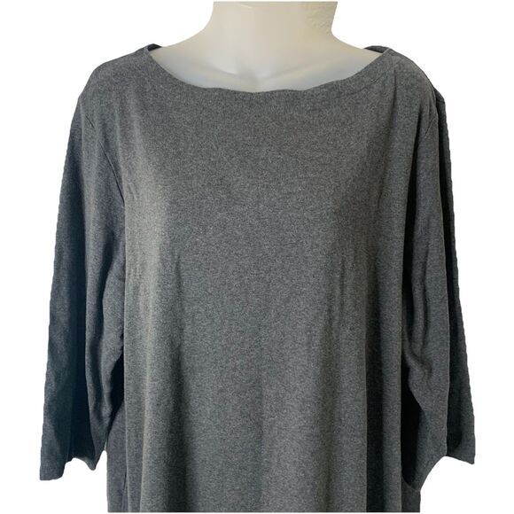 Karen Scott Tunic Top Women’s Plus Size 2X Gray Boat Neck 100% Cotton 3/4 Sleeve - Picture 3 of 10